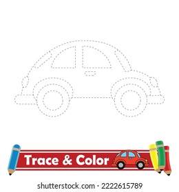 Rastreo y color para los niños, vector del coche