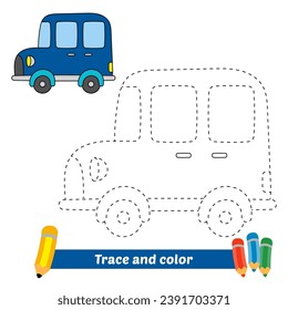 trace and color for kids, car vector