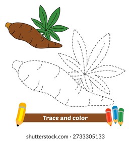 trace and color for kids, cassava vector