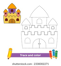 traza y color para niños, vector castillo