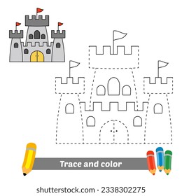 trace and color for kids, castle vector