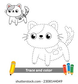 trace and color for kids, cat vector