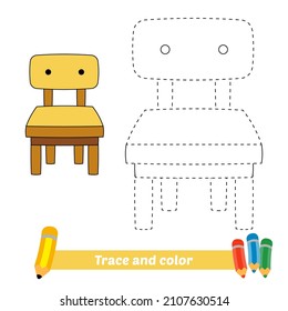 Trace And Color For Kids, Chair Vector