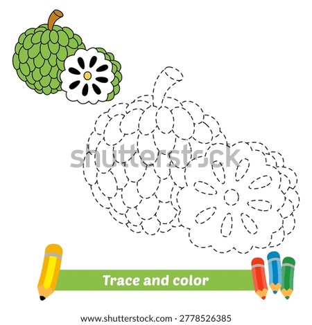 trace and color for kids, cherimoya vector