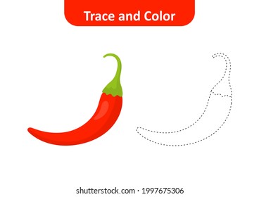 Trace and color for kids, chilli vector