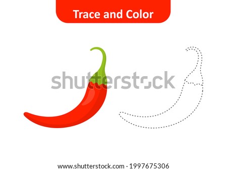 Trace and color for kids, chilli vector