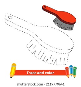 Trace and color for kids, cleaning brush vector