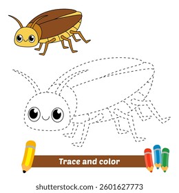 trace and color for kids, cockroach vector