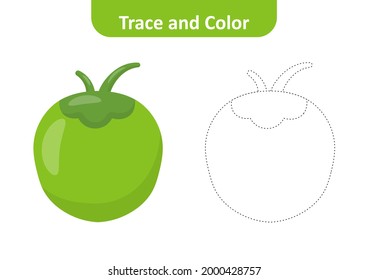 Trace and color for kids, coconut vector