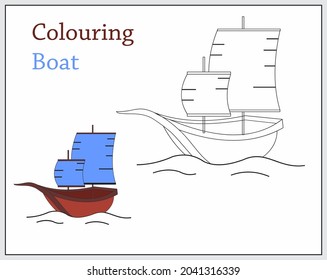trace and color for kids,  colouring for boat make it colourfull
