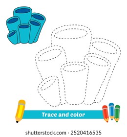 trace and color for kids, coral reef vector