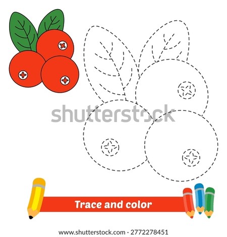 trace and color for kids, cranberry vector