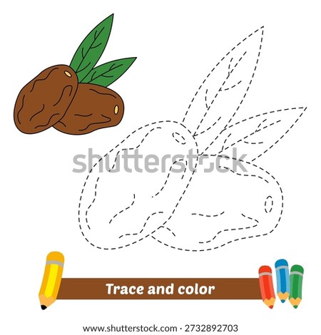 trace and color for kids, dates vector