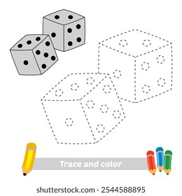 trace and color for kids, dice vector
