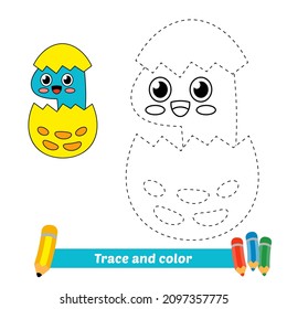 Trace And Color For Kids, Dinosaur Egg Vector