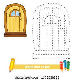 trace and color for kids, door vector