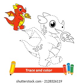 Trace And Color For Kids, Dragon Vector