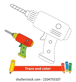 Trace and color for kids, drill vector