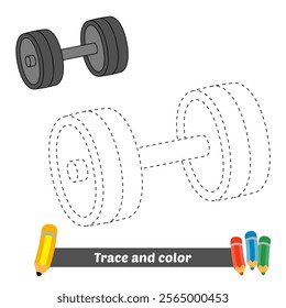 trace and color for kids, dumbbell vector