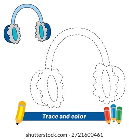 trace and color for kids, earmuffs vector