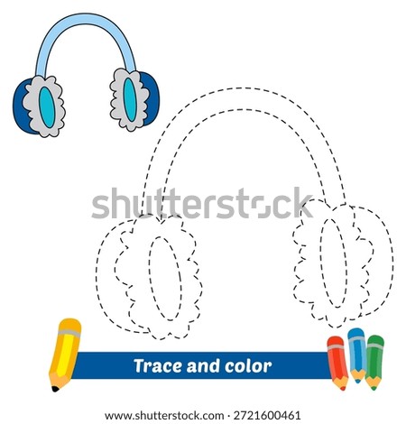 trace and color for kids, earmuffs vector