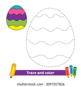 Rastreo y color para niños, vector de huevo de Pascua