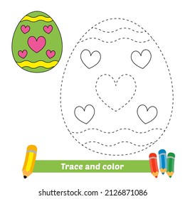 Rastreo y color para niños, vector de huevo de Pascua