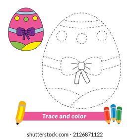 Rastreo y color para niños, vector de huevo de Pascua