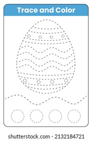 Trace and color for kids easter egg vector