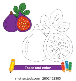 trace and color for kids, fig vector