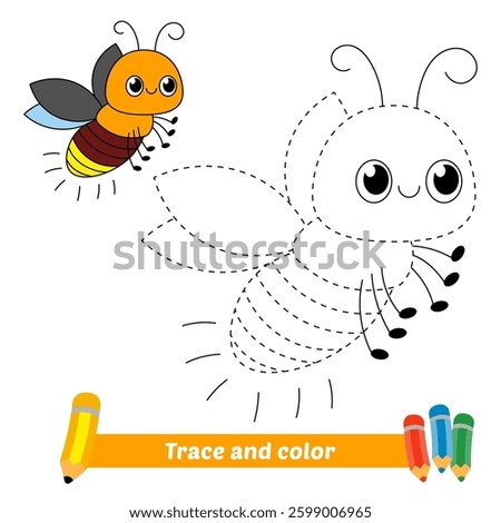 trace and color for kids, firefly vector