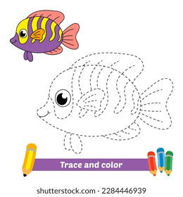 trace and color for kids, fish vector