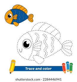 trace and color for kids, fish vector