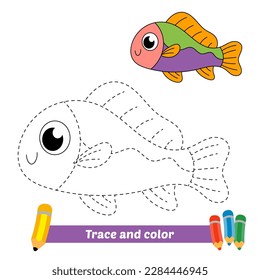 trace and color for kids, fish vector