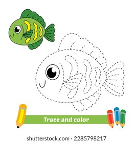 traza y color para niños, vector de peces