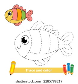 traza y color para niños, vector de peces