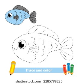trace and color for kids, fish vector
