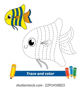 trace and color for kids, fish vector