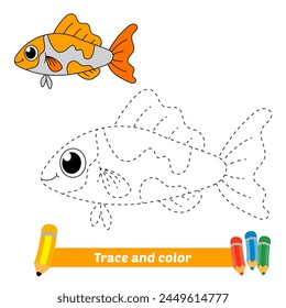 trace and color for kids, fish vector
