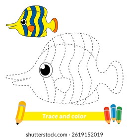 trace and color for kids, fish vector