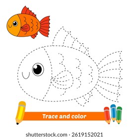 traço e cor para crianças, vetor de peixe