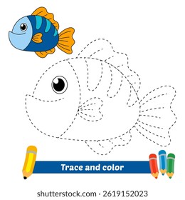 trace and color for kids, fish vector