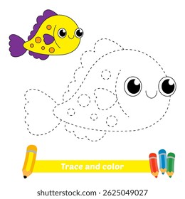 trace and color for kids, fish vector