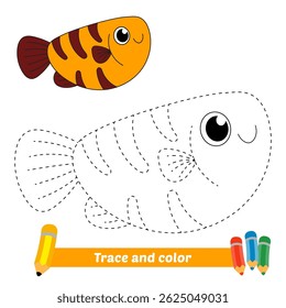trace and color for kids, fish vector
