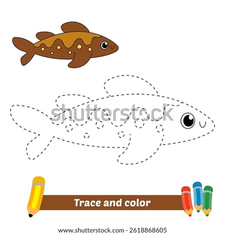 trace and color for kids, fish vector