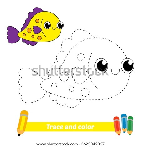 trace and color for kids, fish vector
