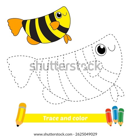 trace and color for kids, fish vector