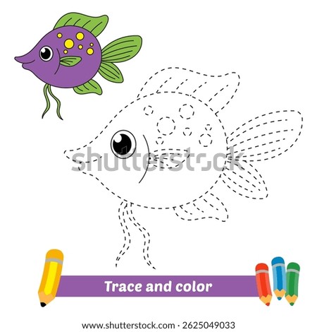 trace and color for kids, fish vector