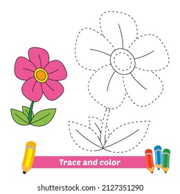 Trace Color Kids Flower Vector Stock Vector (Royalty Free) 2127351290 ...