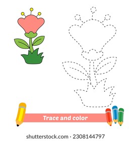 trace and color for kids, flower vector